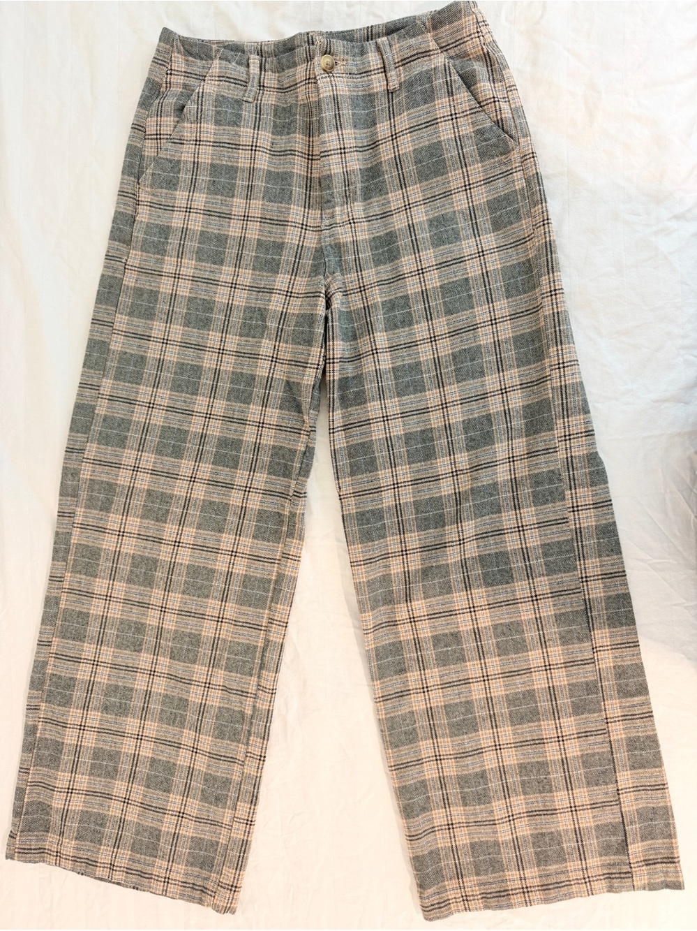 American Eagle Super High-Rise Baggy Wide-Leg Plaid Pants 6Short